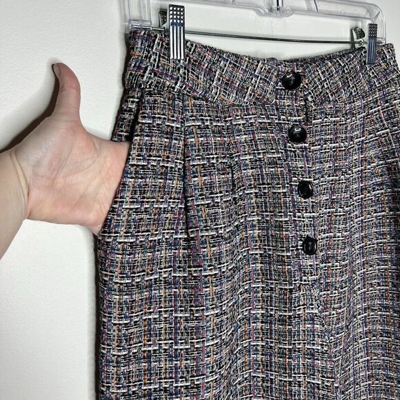 Tularosa Pants Womens Medium Tweed Colorful Wide Leg Fringe Hem Lined High Rise - Picture 14 of 16